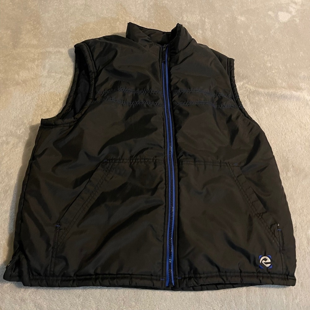 Vintage 90s Redsand Mens Full Zip Windbreaker Vest‎ Black Blue Mesh Lined Medium